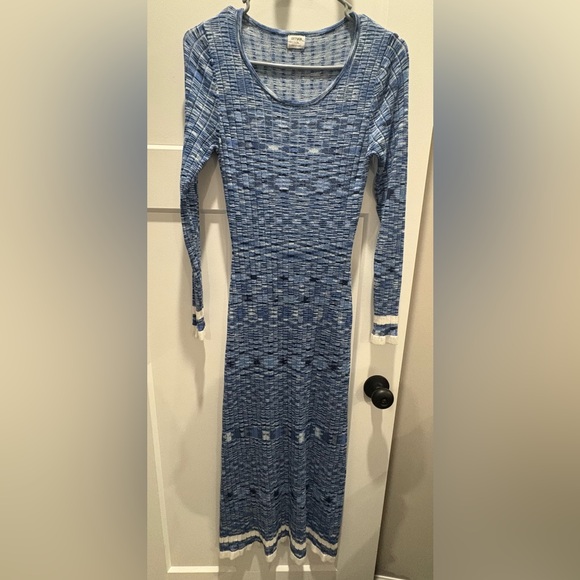 Cotton On Textured Blue Long Sleeve Dress - Picture 1 of 3